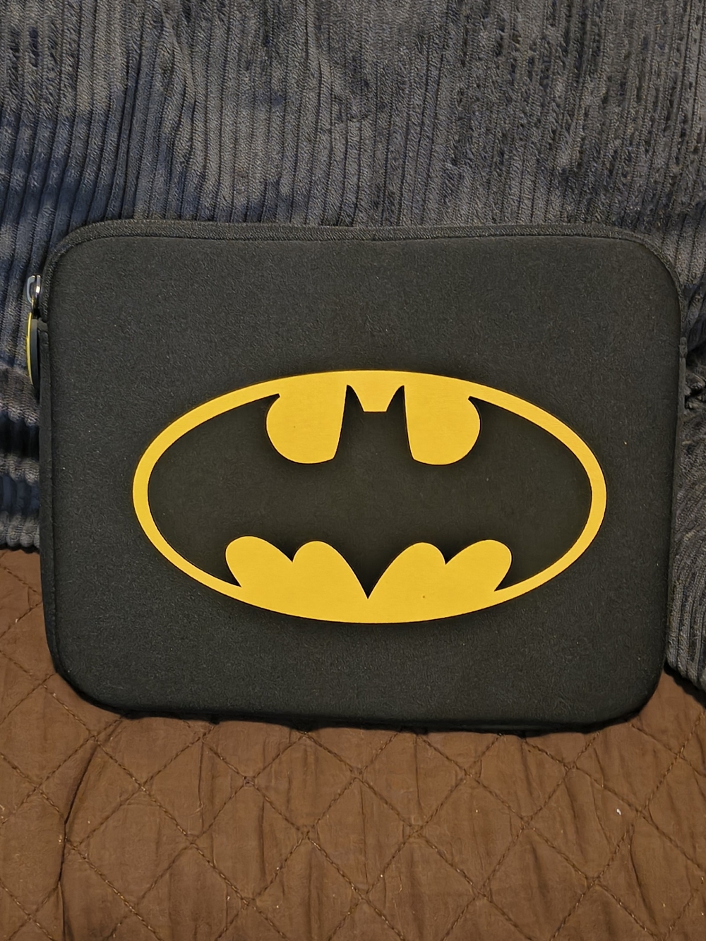 DC Comics Black Tablet Sleeve with Yellow Batman Emblem